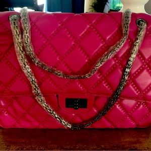 Magenta colored large size handbag